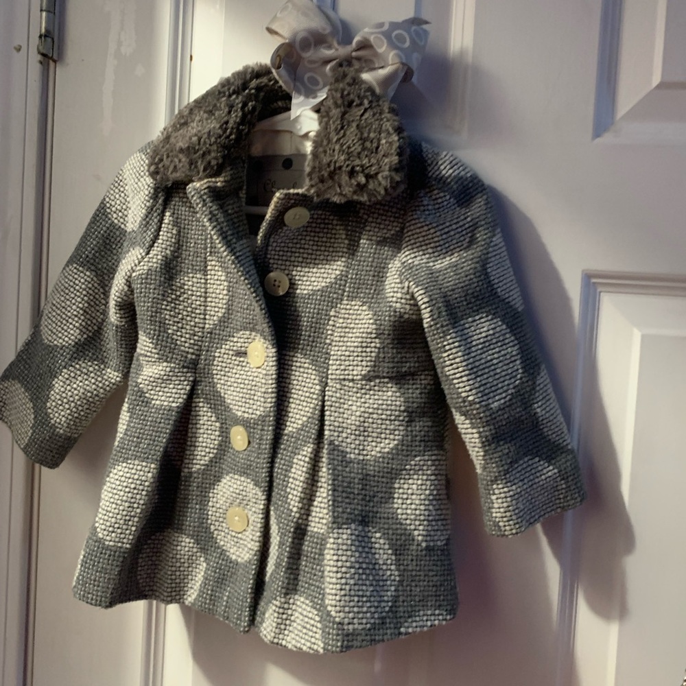 12 mo Peacoat with fur lined collar